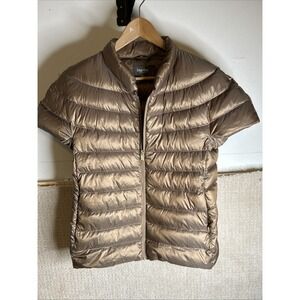 Martha Stewart Down Puffer Vest Jacket GOLD Full Zip Cap Sleeve Size Medium